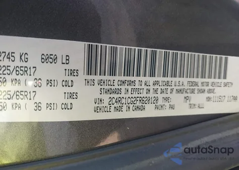 2015 Chrysler Town & Country Touring-L z USA, uszkodzony, nr VIN 2C4RC1CG2FR620120